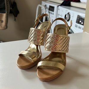 Coach gold sandals - size 7